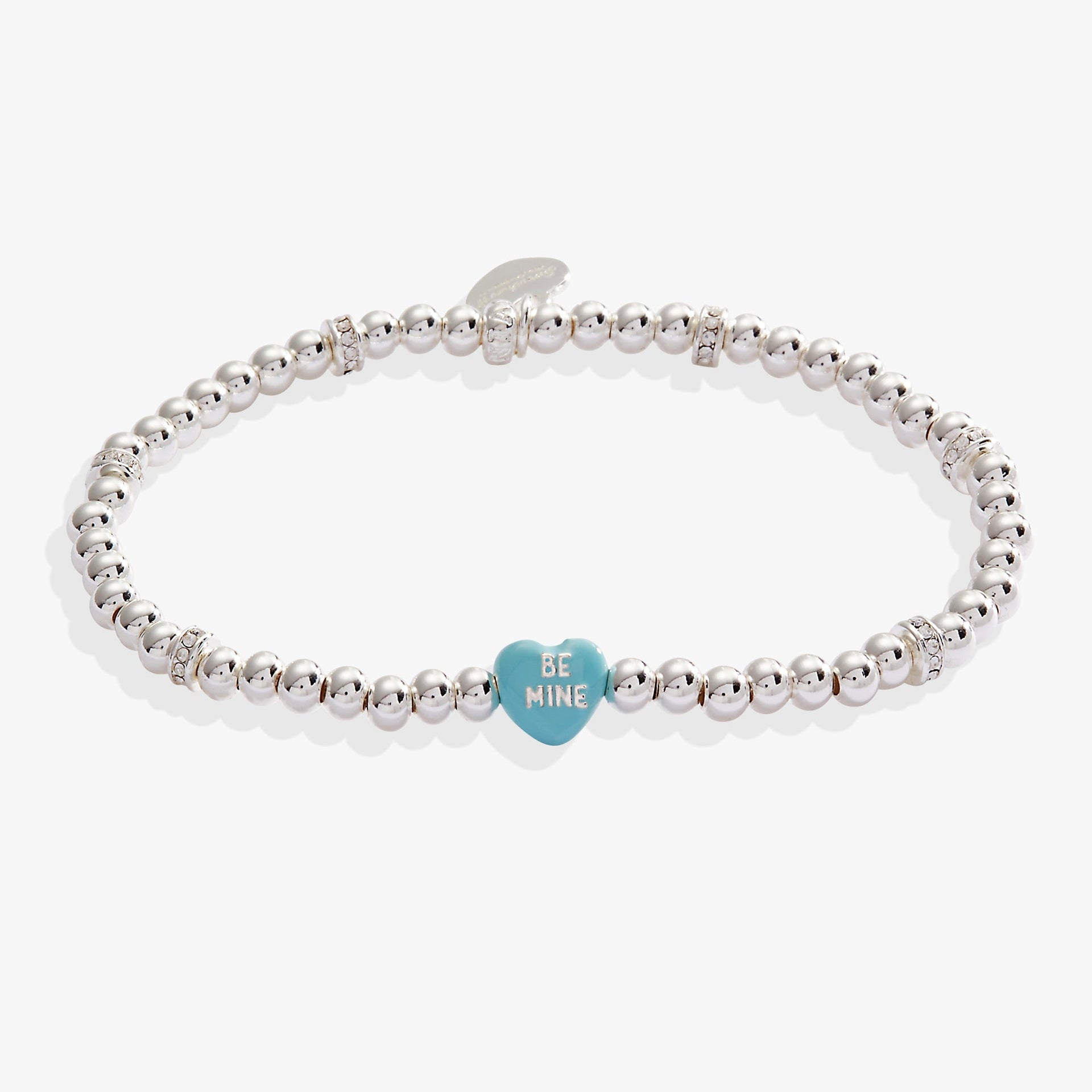 Sweethearts Be Mine stretch bracelet with blue and silver-tone heart charm