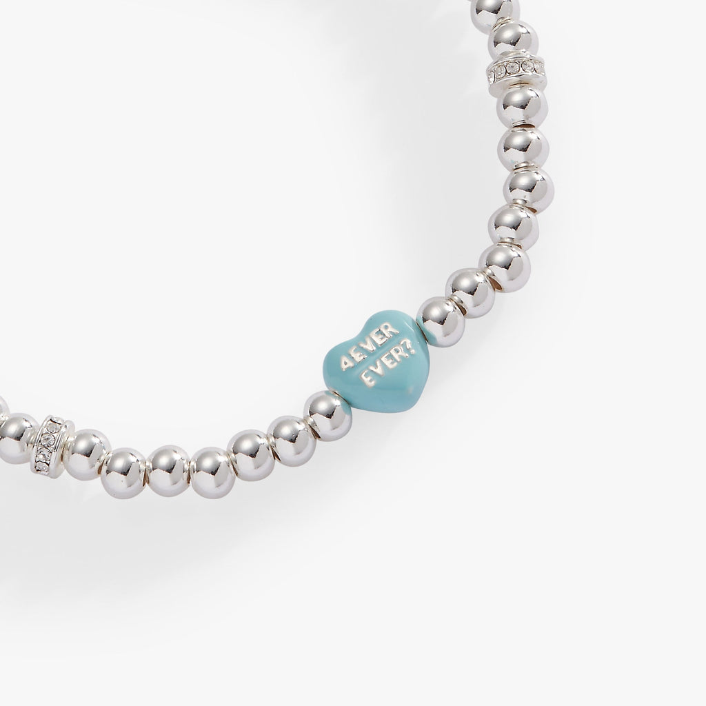 Sweethearts Be Mine Blue and Silver-Tone Charm Stretch Bracelet