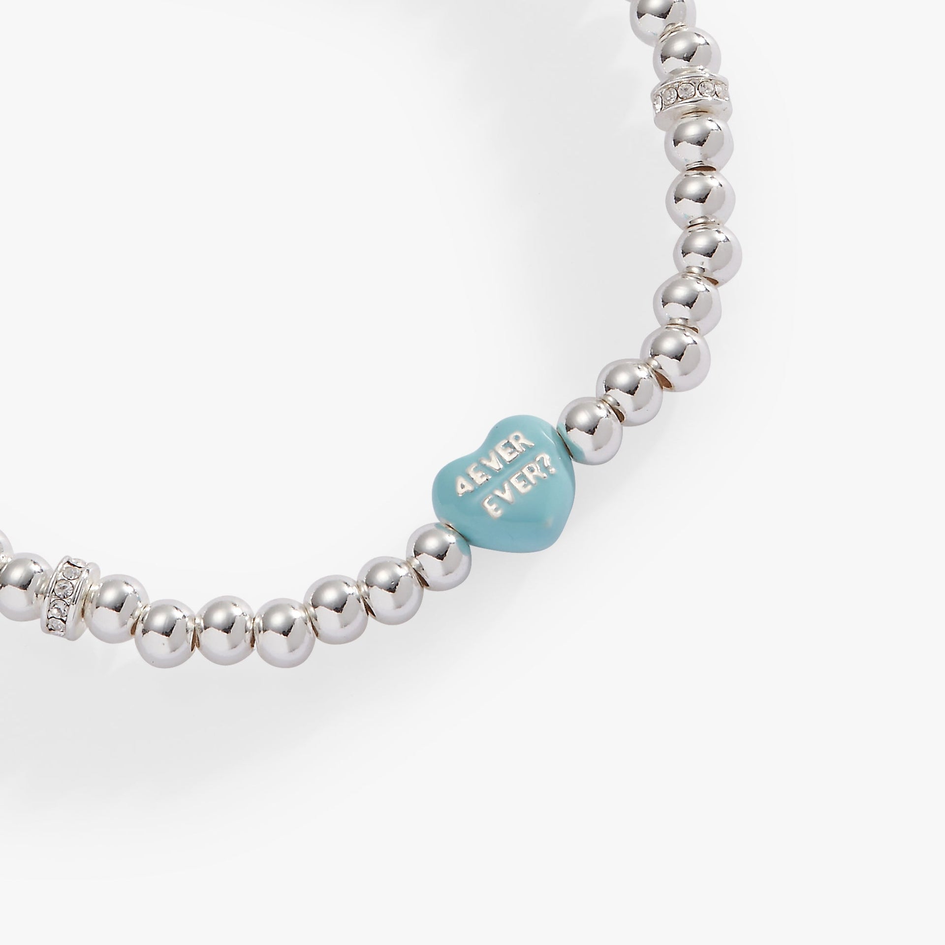 Sweethearts Be Mine Blue and Silver-Tone Charm Stretch Bracelet
