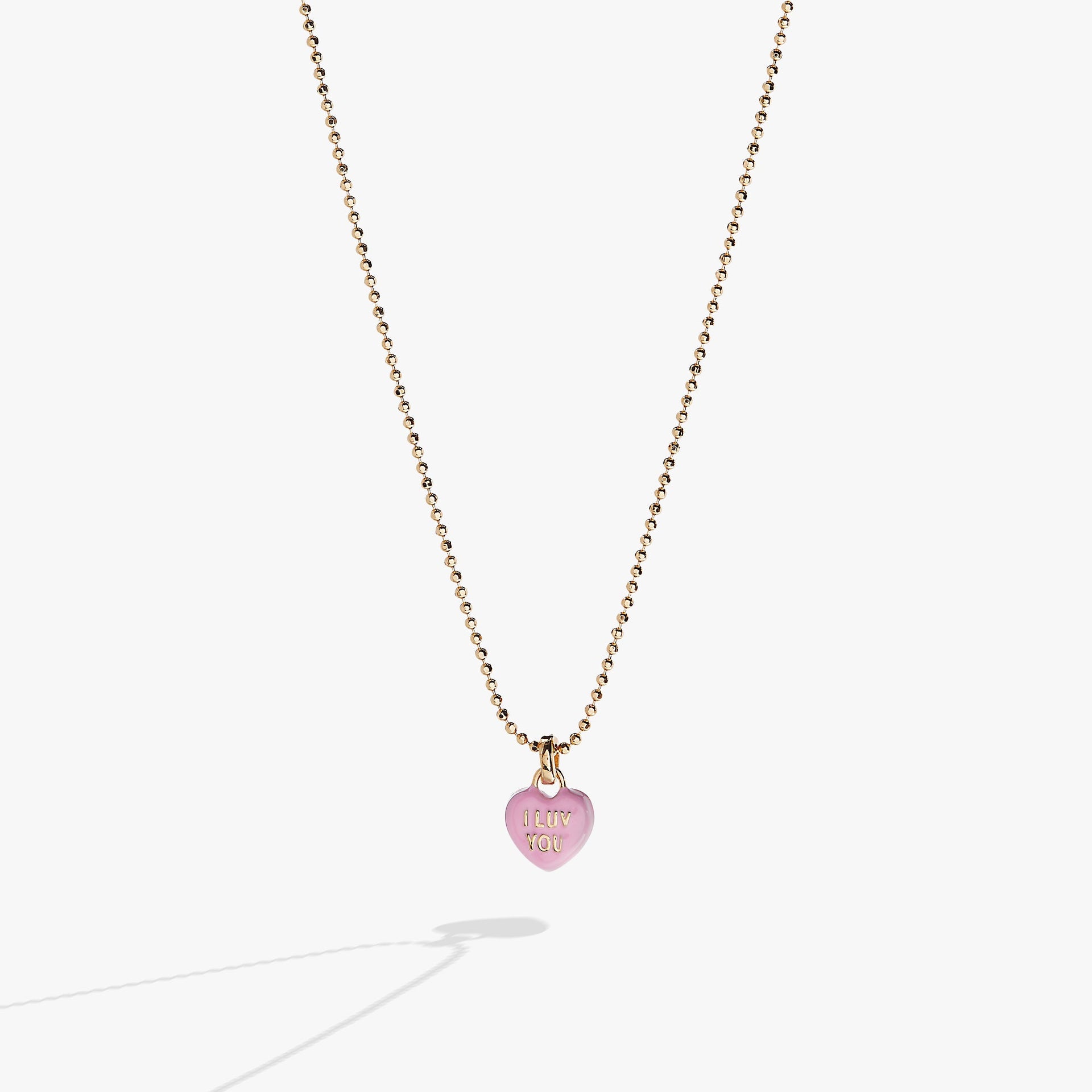 Sweethearts I Luv You heart-shaped candy charm on a gold-tone adjustable chain