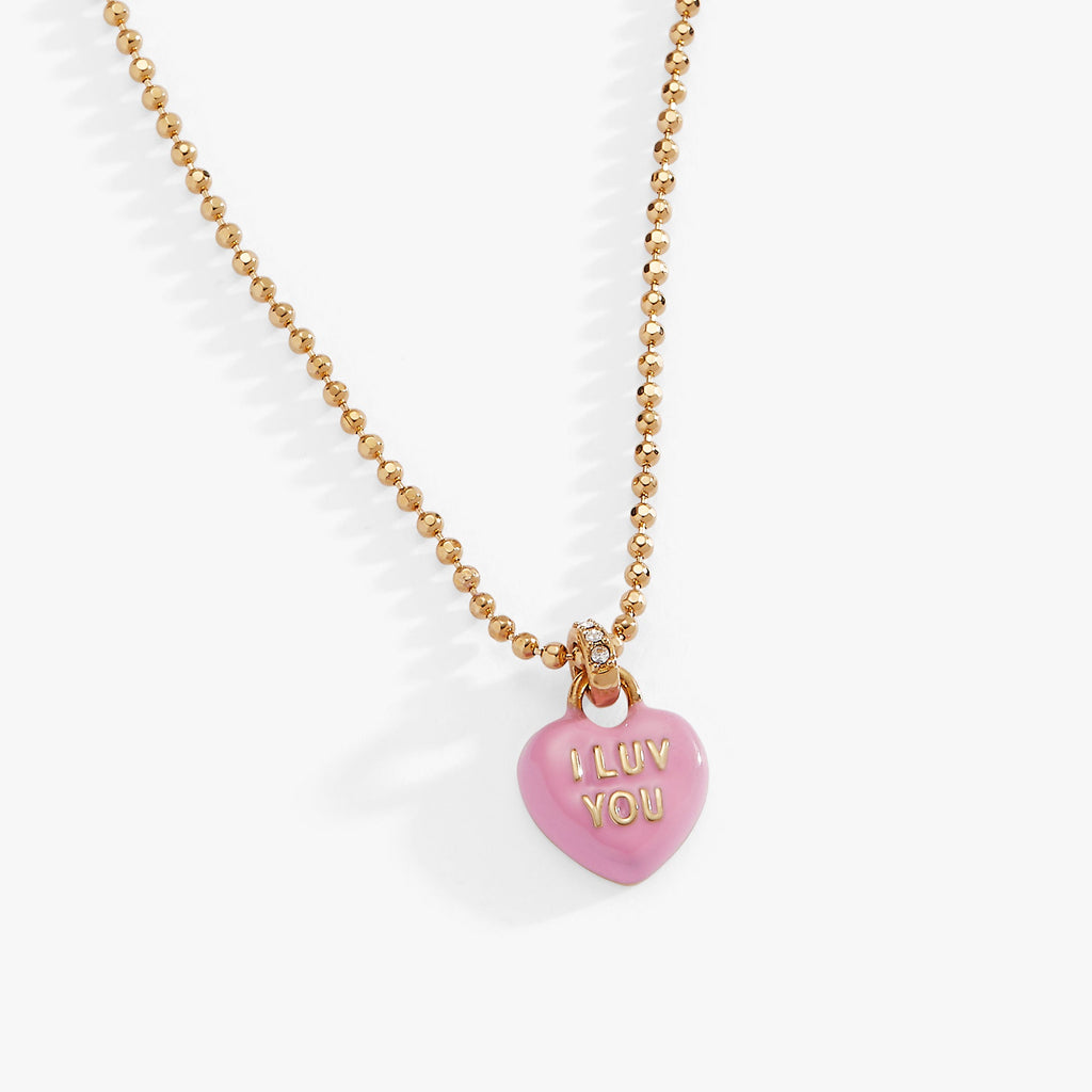 Sweethearts I Luv You Charm Necklace on Adjustable Chain