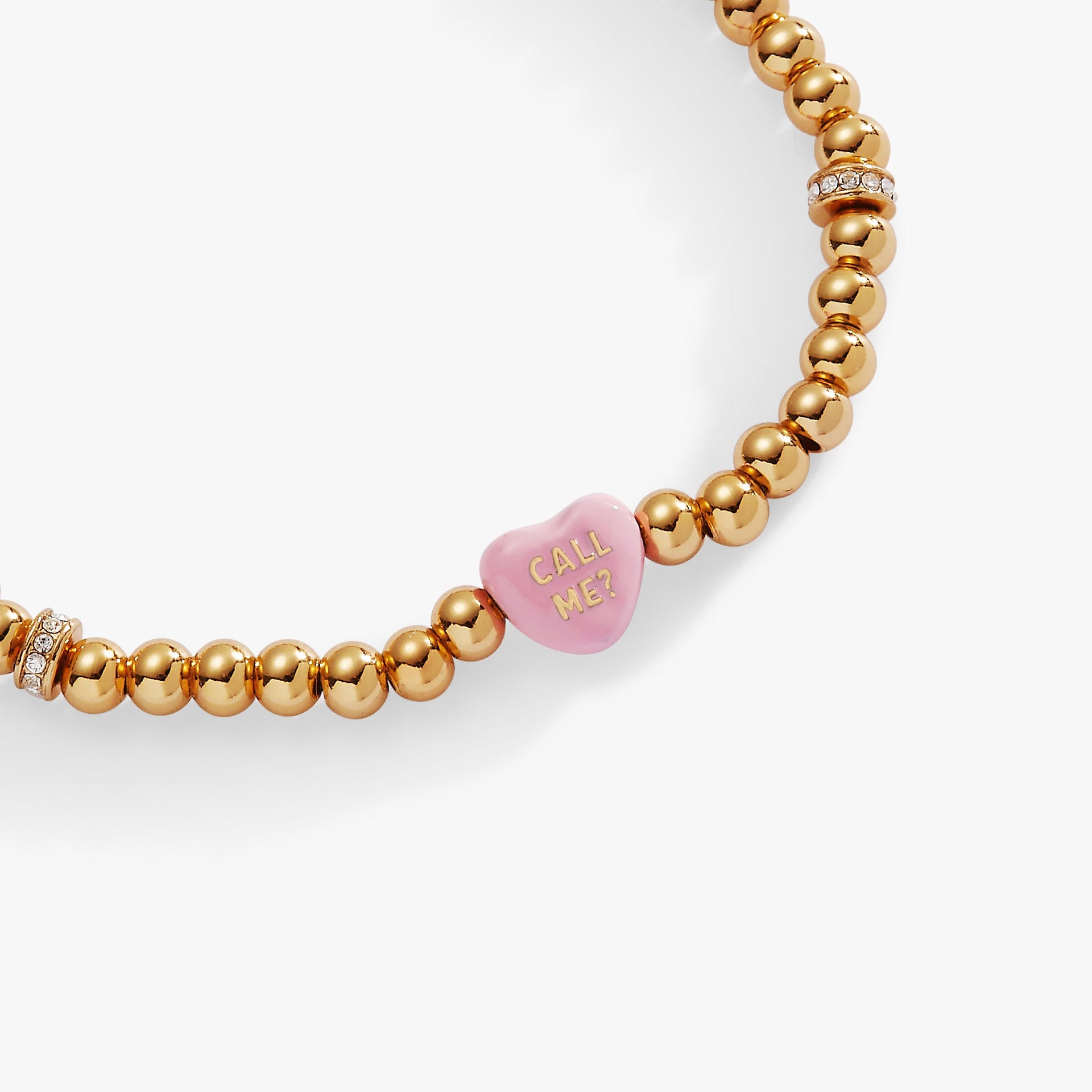 Sweethearts I Luv You Pink and Gold Tone Beaded Stretch Bracelet