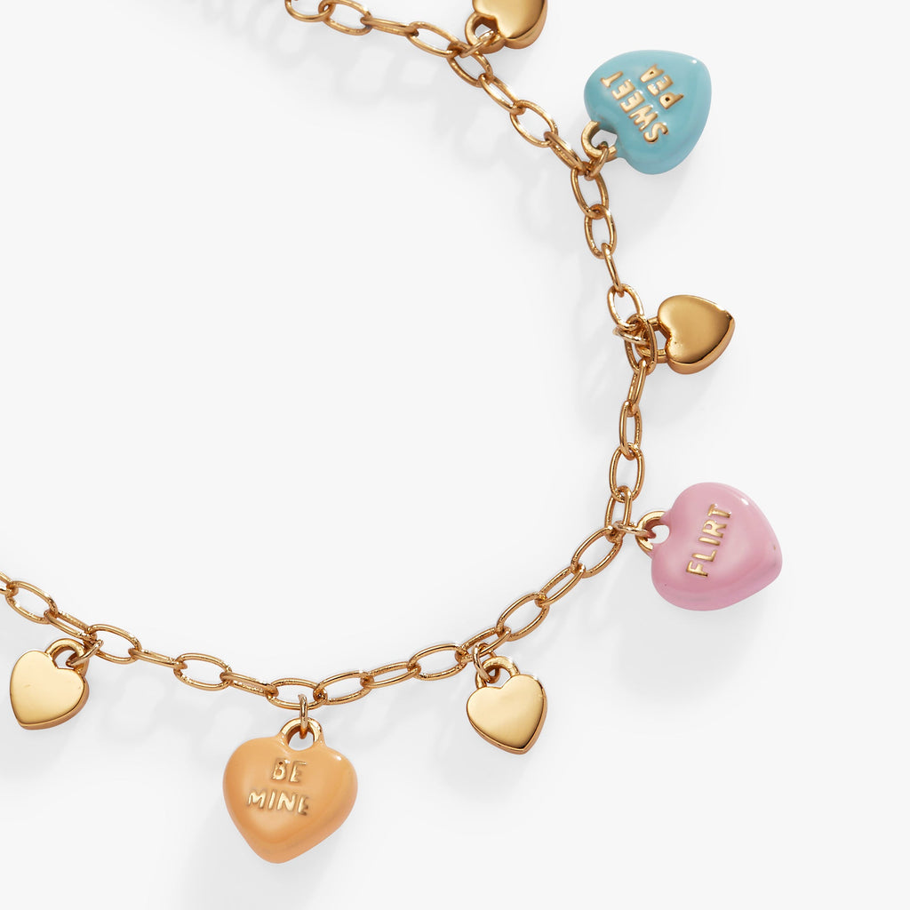 Sweethearts Multi-Charm Adjustable Chain Bracelet in Gold-Tone
