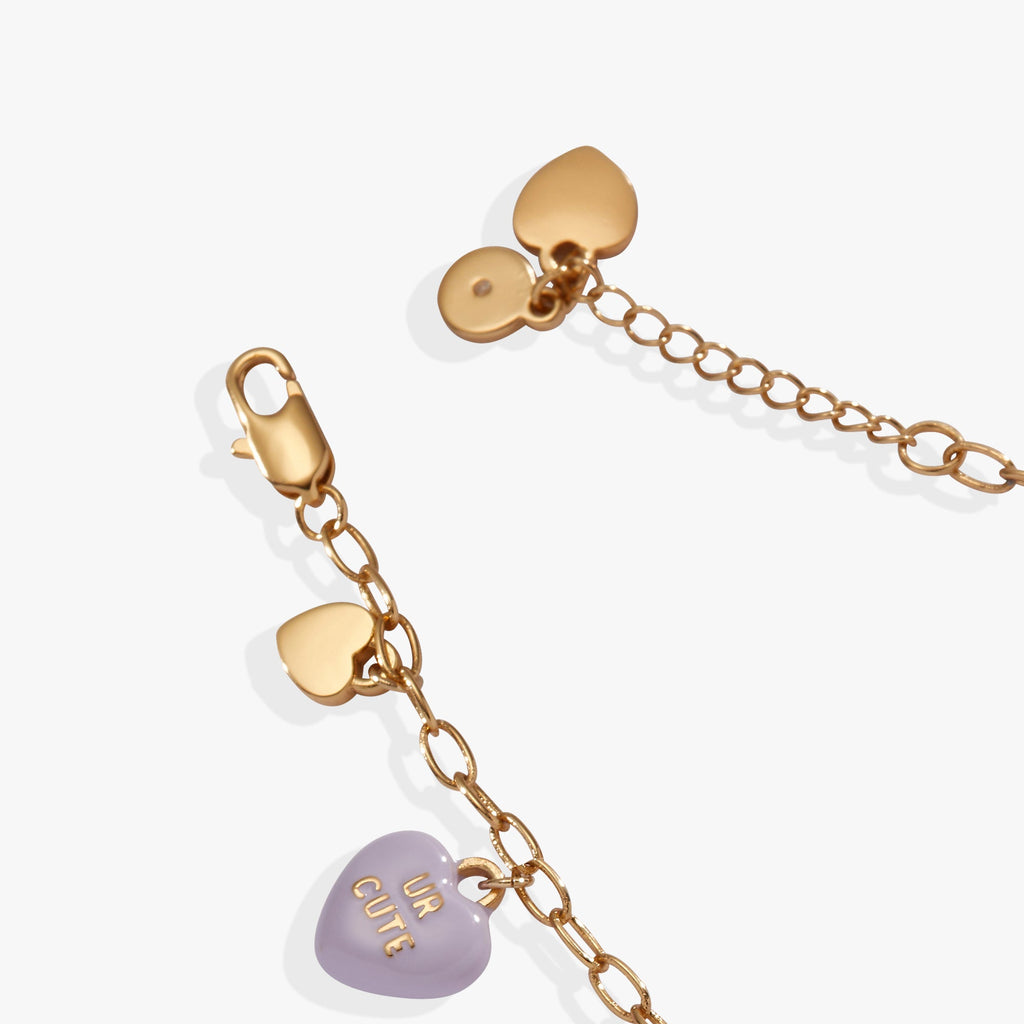 Sweethearts Multi-Charm Adjustable Chain Bracelet in Gold-Tone