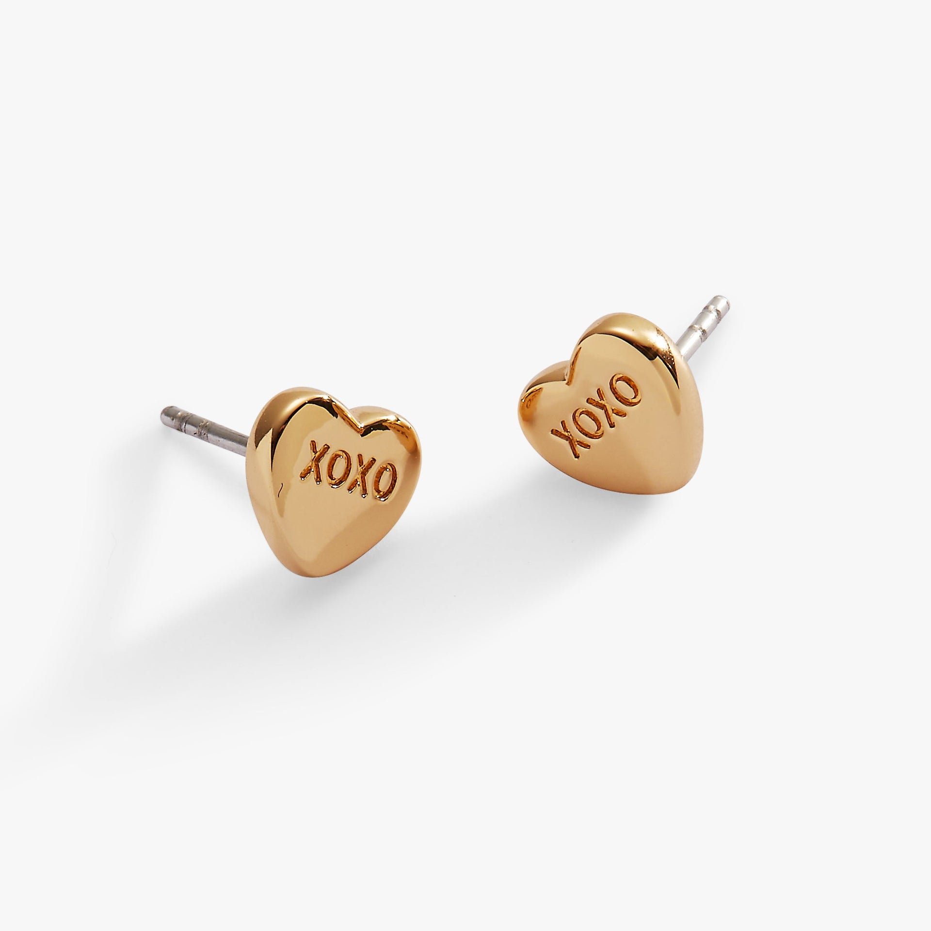 Sweethearts XOXO Heart Stud Earrings in Gold-Tone