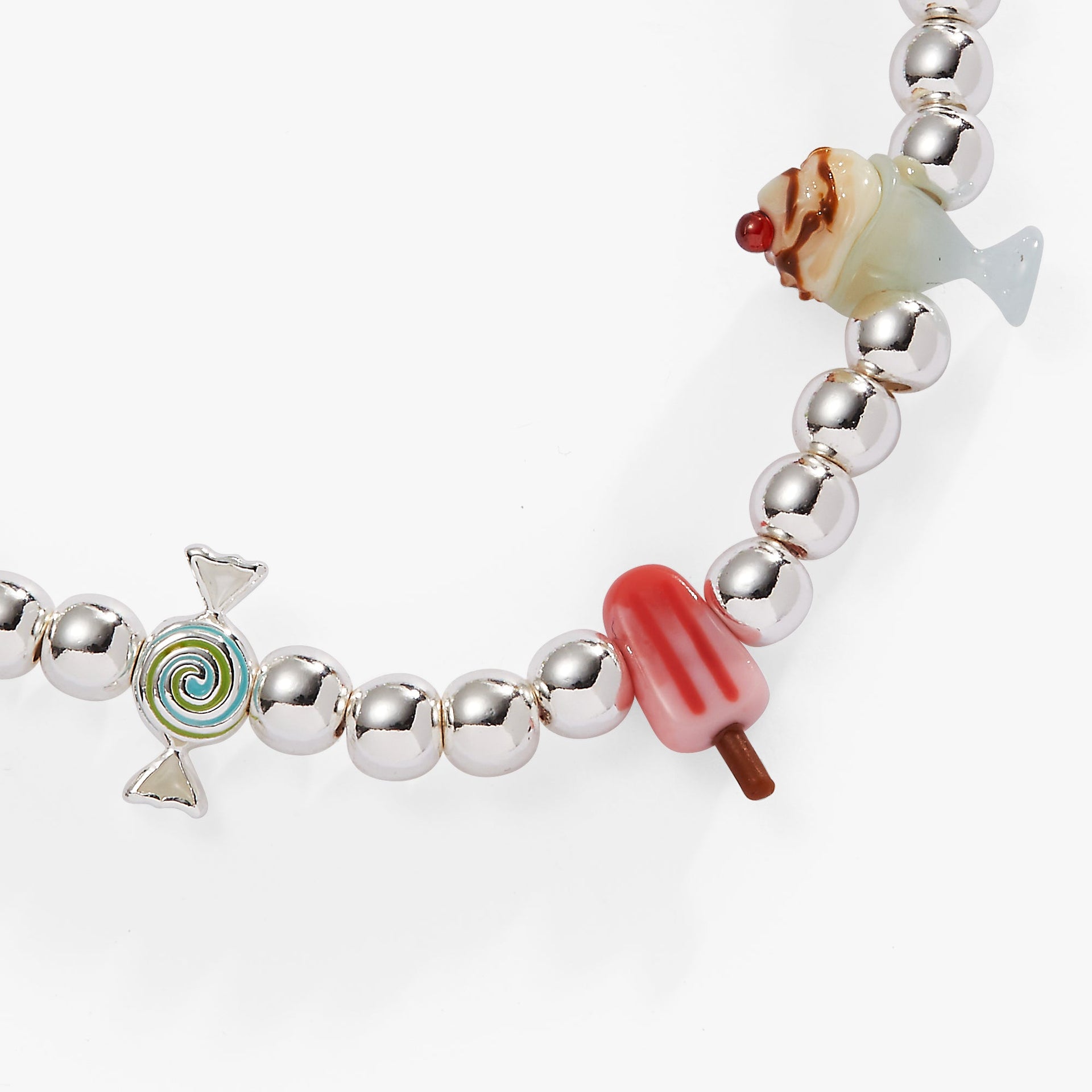Sweet Treats Playful Charm Stretch Bracelet with Multi-Color Charms
