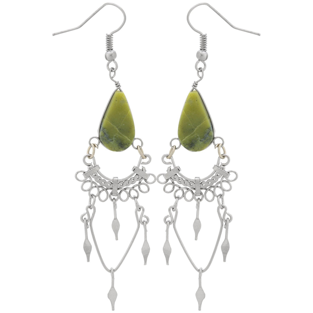 Swirls Chandelier Stone Earrings