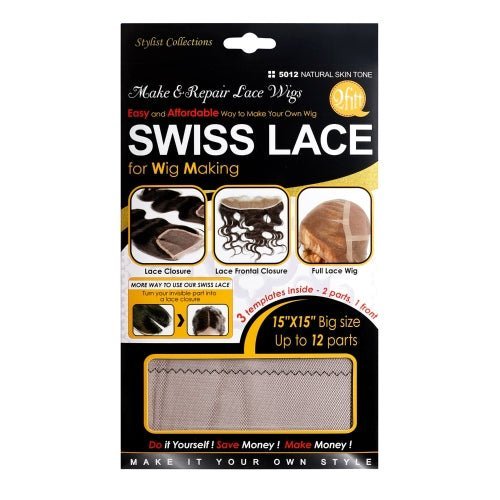 Qfitt 15x15 Swiss lace sheet for wig making and repair in natural skin tone.