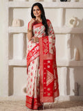 Shree Shyam Fashion Linen Cotton Red & White Saree