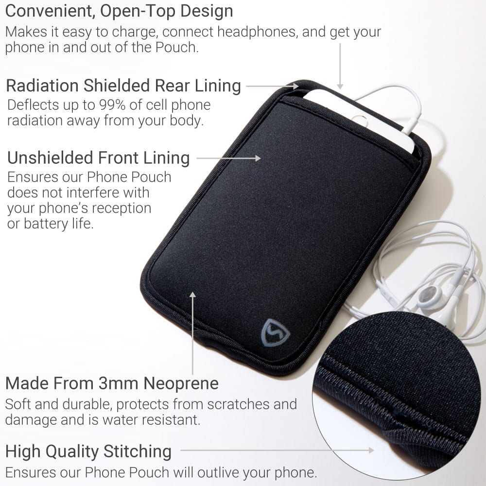 Black EMF Protection Protective Mobile Phone Carrying Pouch - Image 5