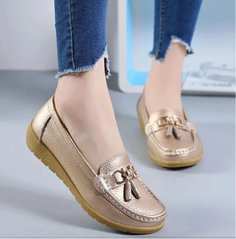 Women's Genuine Leather Flat Shoes - Comfort