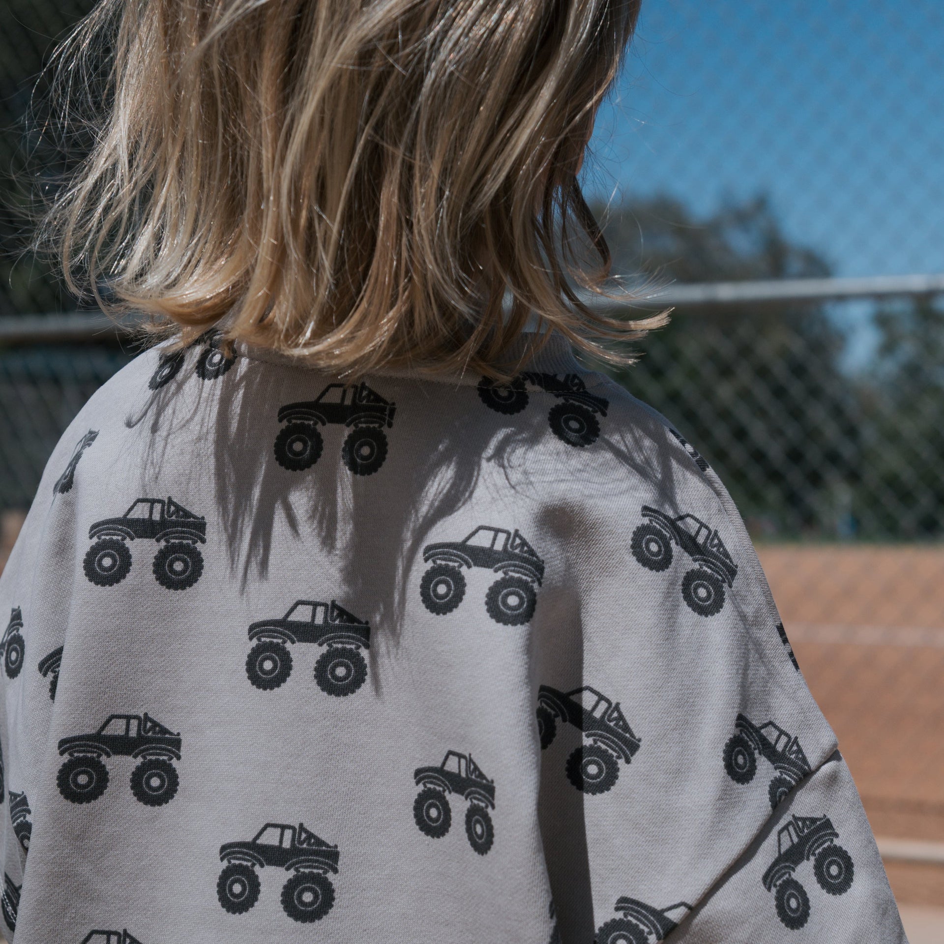 Monster Truck French Terry Short Set for Kids - Light Grey Charcoal