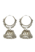 Traditional oxidised silver-plated jhumkas with ghungroo bells