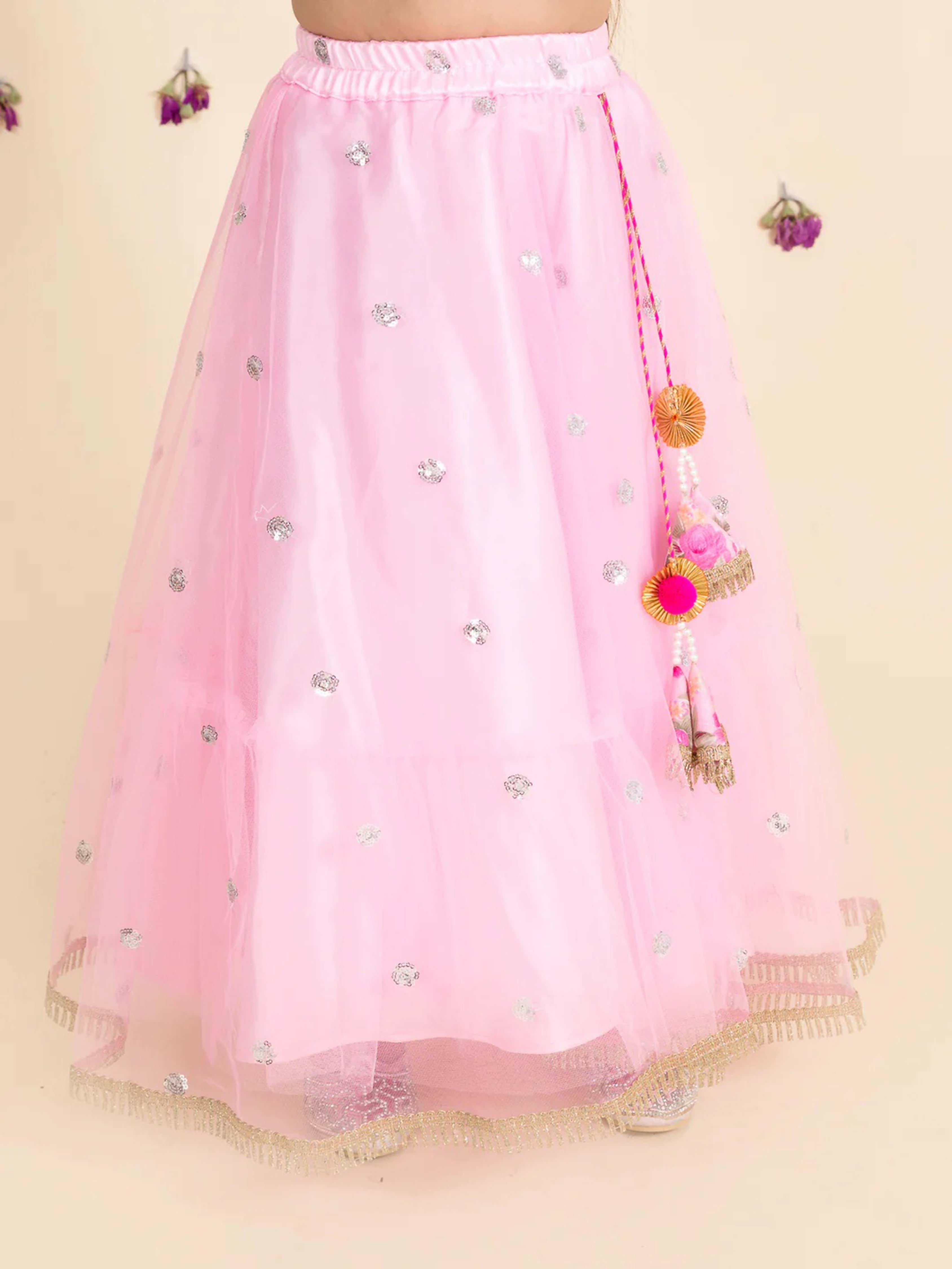 Baby Girl's Pink Lehenga Choli Set with Net Dupatta