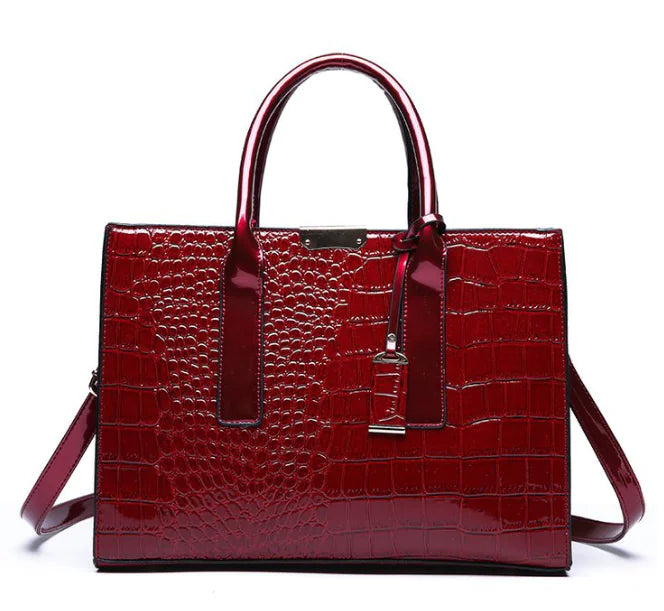Women's Snake Pattern Tote Shoulder Bag with Contrast Buckle - Image 3