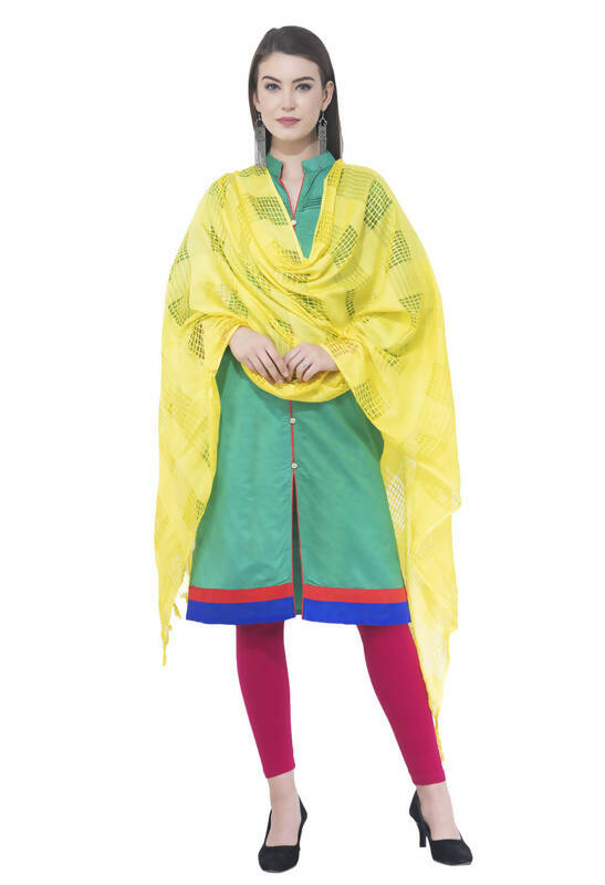 Lemon Yellow Window Cotton Dupatta