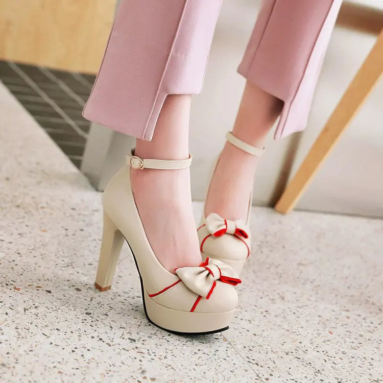 Women's Waterproof Chunky Heels with Ankle Strap