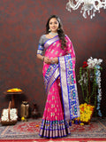 Elegant Pink Organza Silk Saree with meenakari weaving