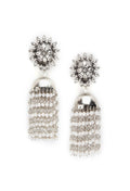 Silver-plated Jhumka earrings with elegant pearl details for ethnic wear