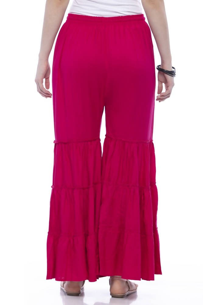 Magenta Rayon Cotton Solid Palazzo Pants
