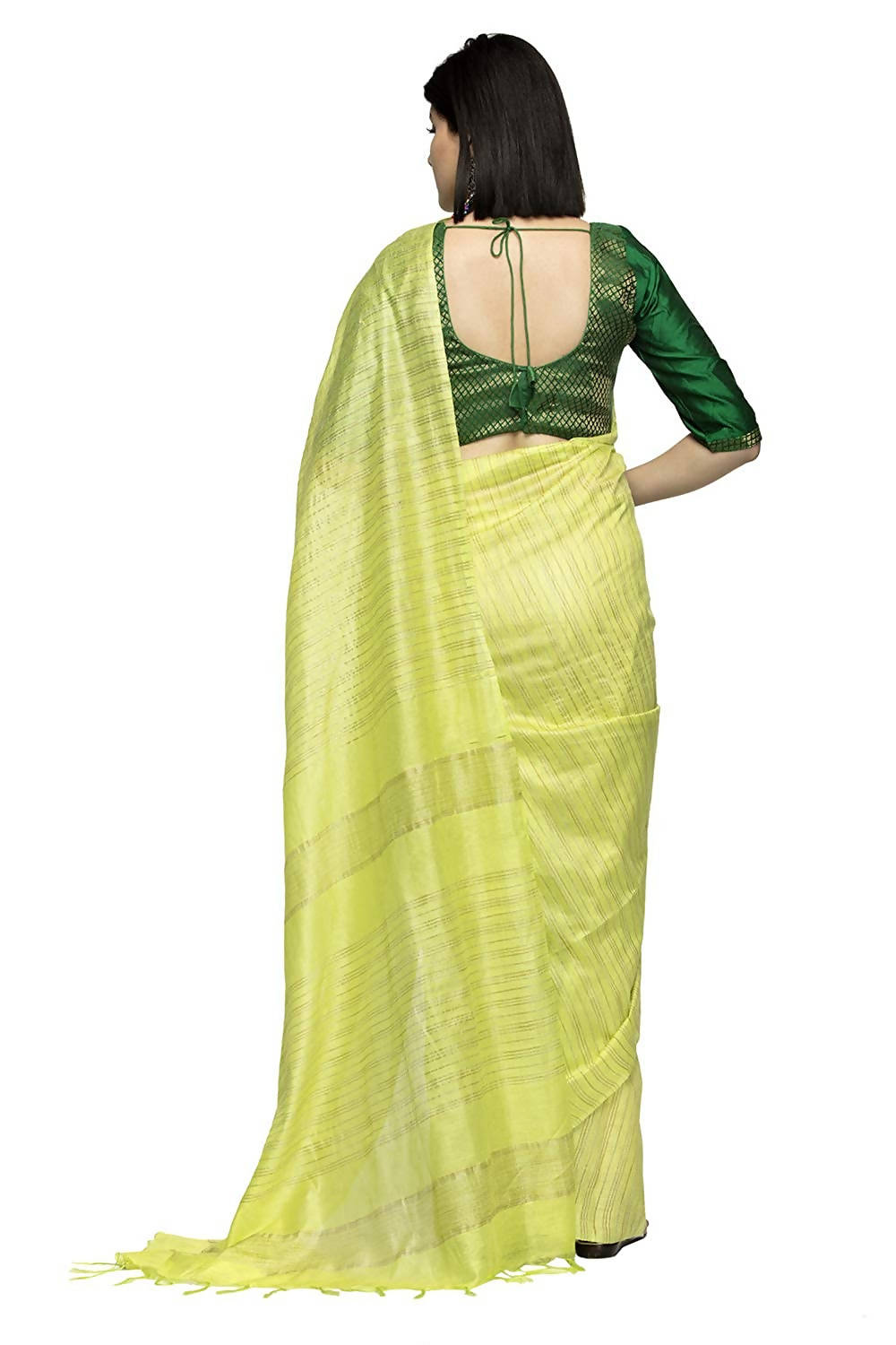 Light Parrot Green Bhagalpuri Saree with Matching Blouse Piece