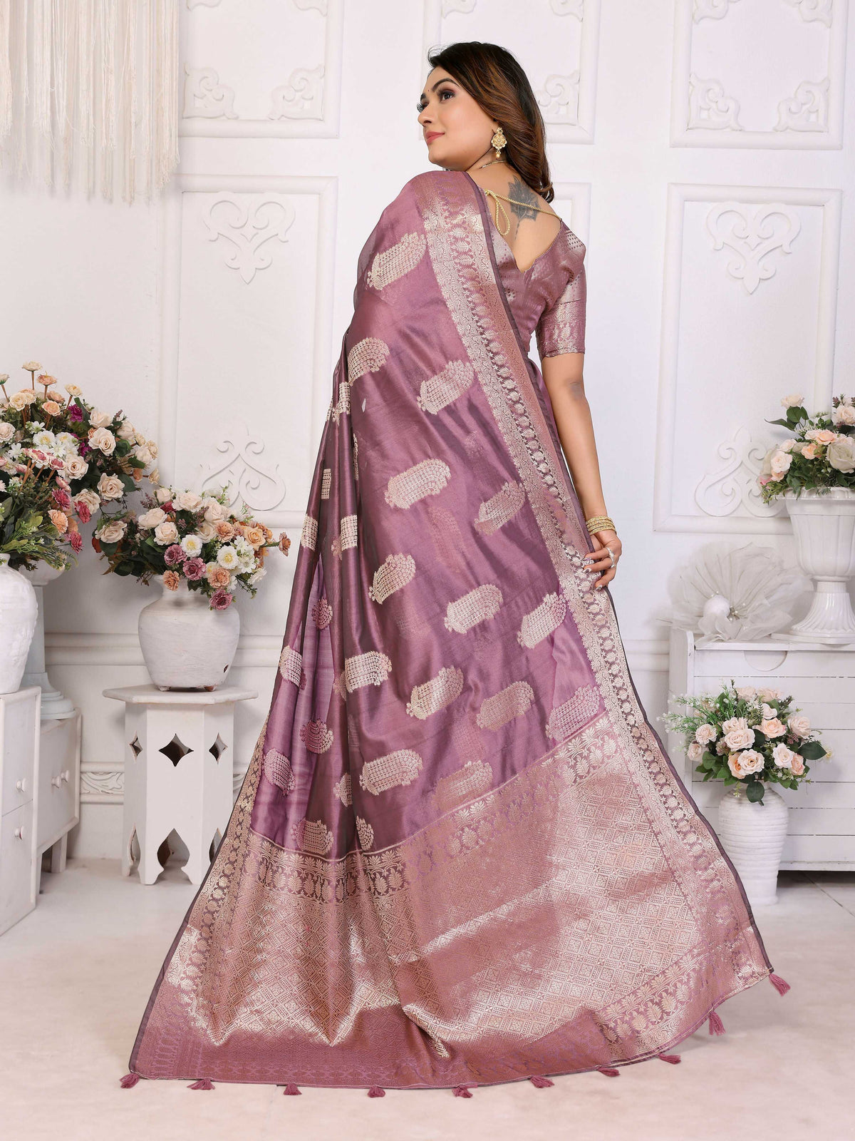 Purple Soft Organza Silk Weaving Saree with Regal Appeal
