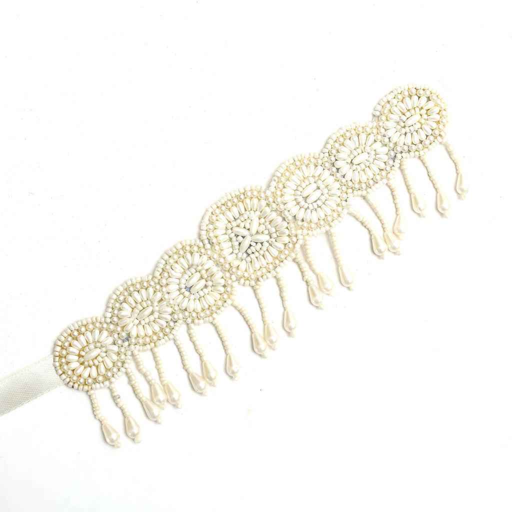 Johar Kamal Handicraft Off White Pearl Choker Necklace Set