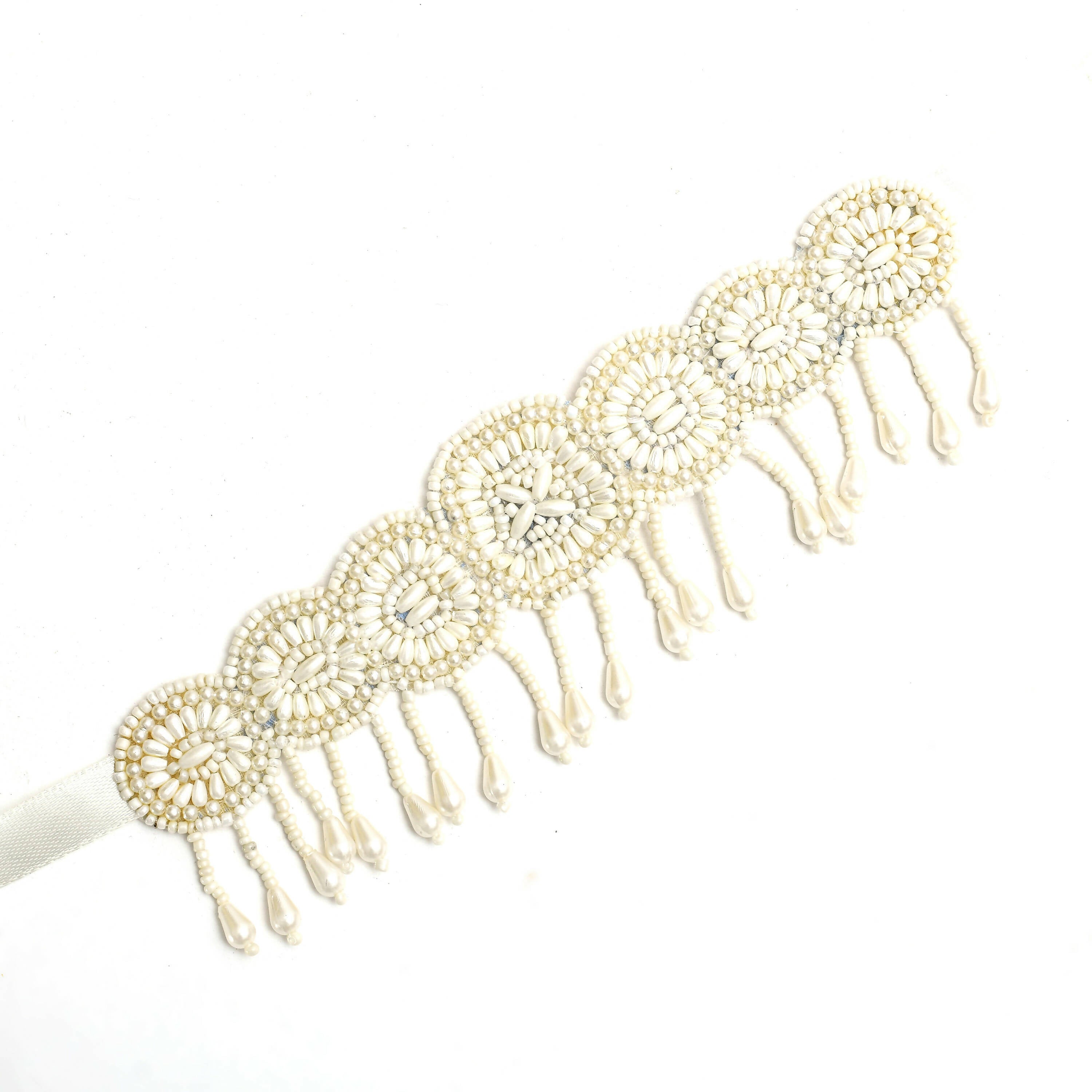 Johar Kamal Handicraft Off White Pearl Choker Necklace Set