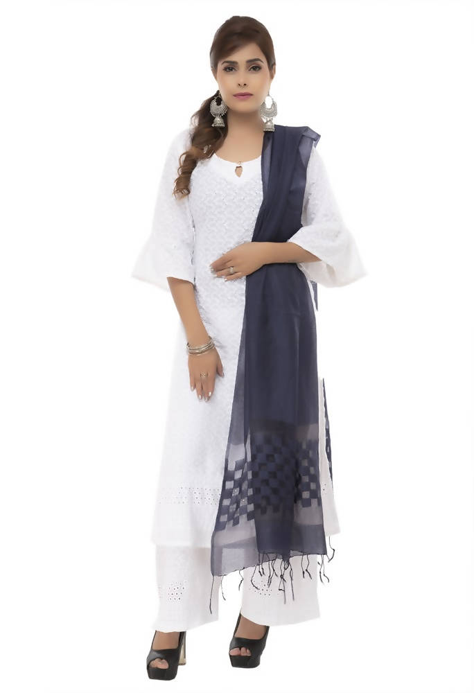 Navy Blue Buta Cut Kota Cotton Dupatta