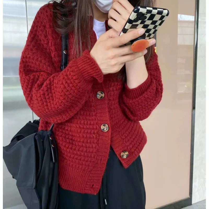 Women's Loose Single-Breasted Knit Cardigan Sweater Coat - Image 5