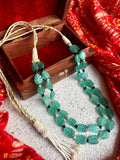 C.Green semi-precious carving stone double layer partywear mala necklace