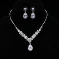 Luxury Zirconia Waterdrop Necklace and Earrings Set