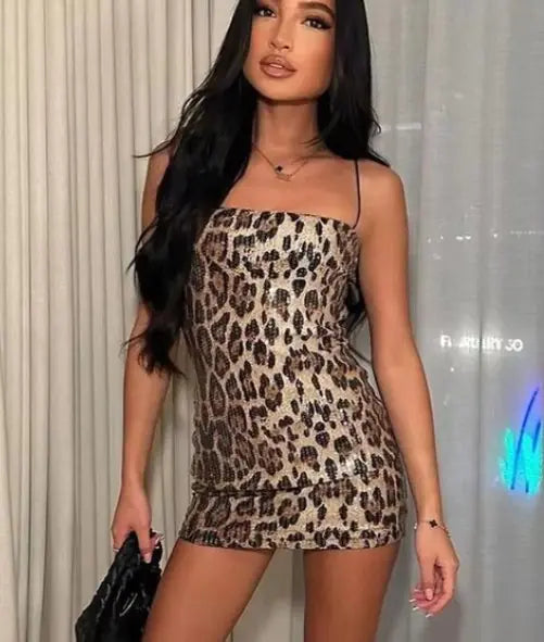 Women's Beaded Sling Dress - Elegant Knee-Length