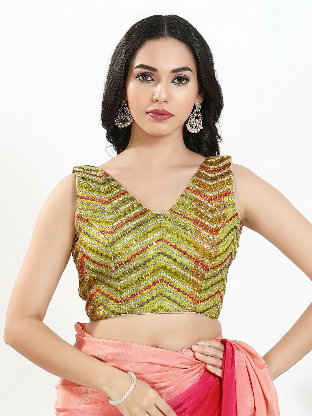 Joban Fashion Liril Silk Padded Blouse With V Neck Sleeveless