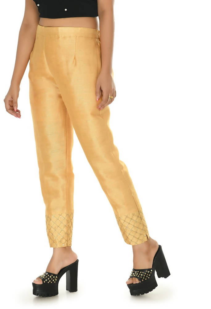 Women's Golden Silk Ankle Pant - Classic Formal Tapered Fit
