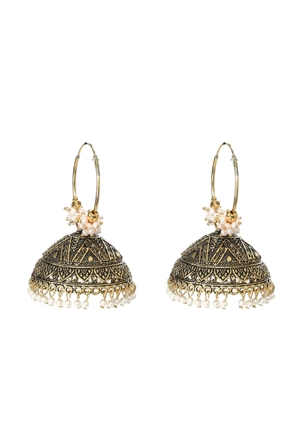Golden Jhumka Earrings for Kids and Women, Traditional Design