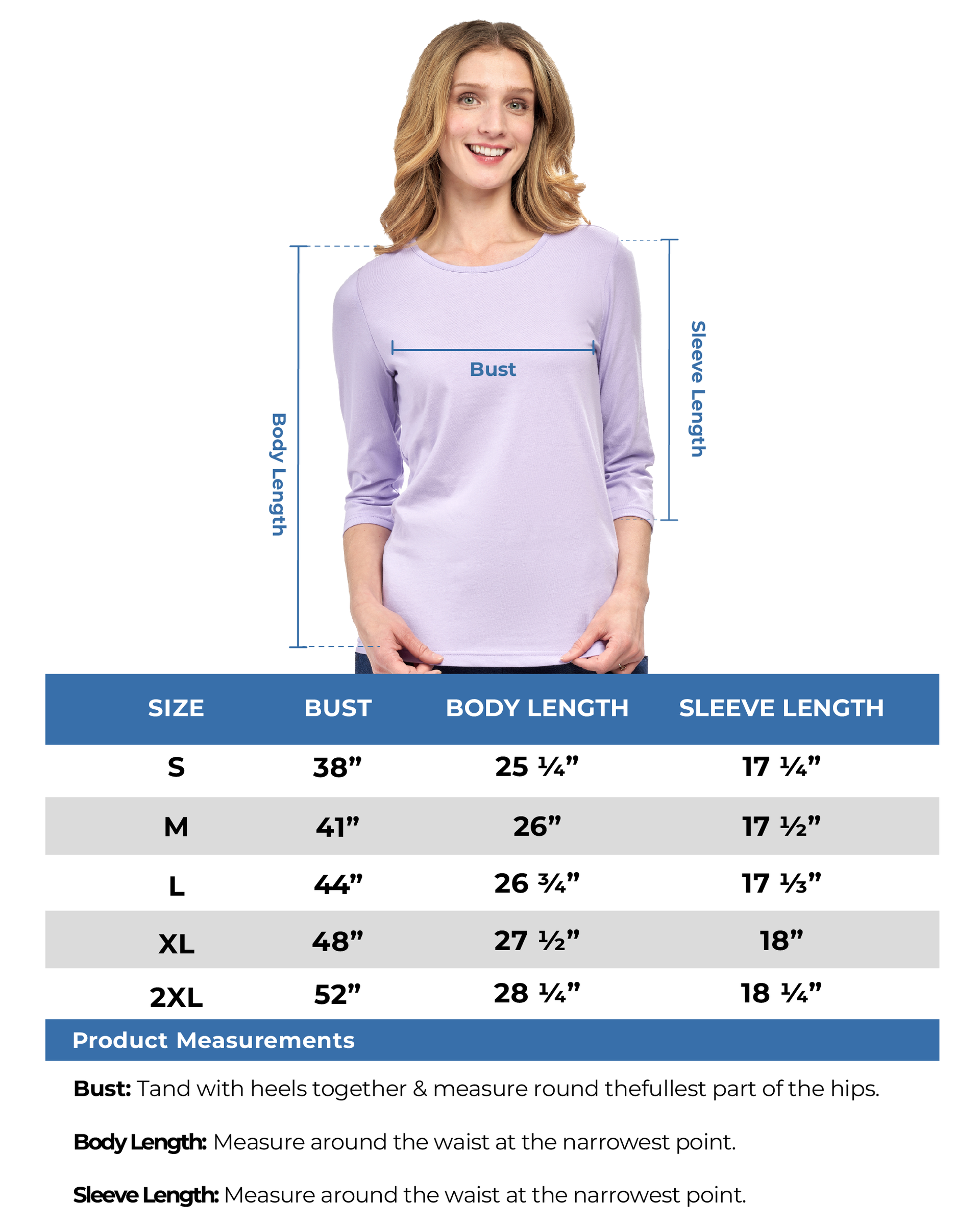 Women's 3/4 Sleeve Crew Neck Jersey Knit Top