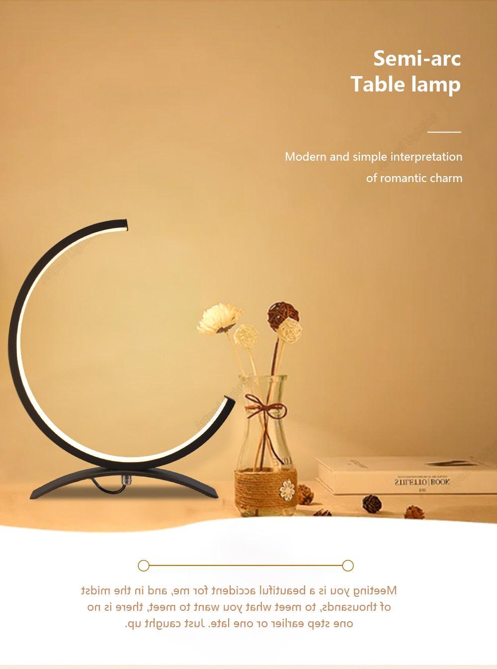 Contemporary C-Shape LED Table Lamp - Dimmable Night Light