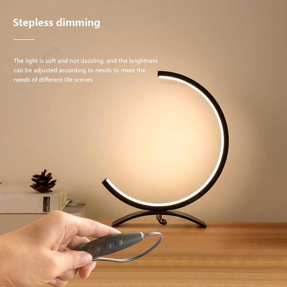 Contemporary C-Shape LED Table Lamp - Dimmable Night Light