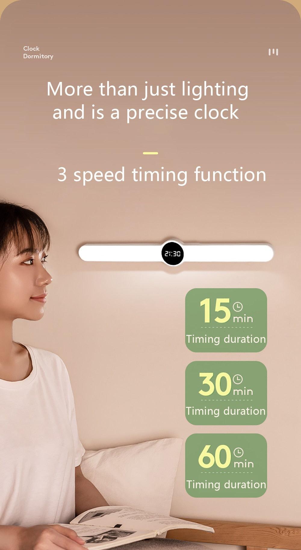 Magnetic LED Desk Lamp with Digital Clock & Delay Off