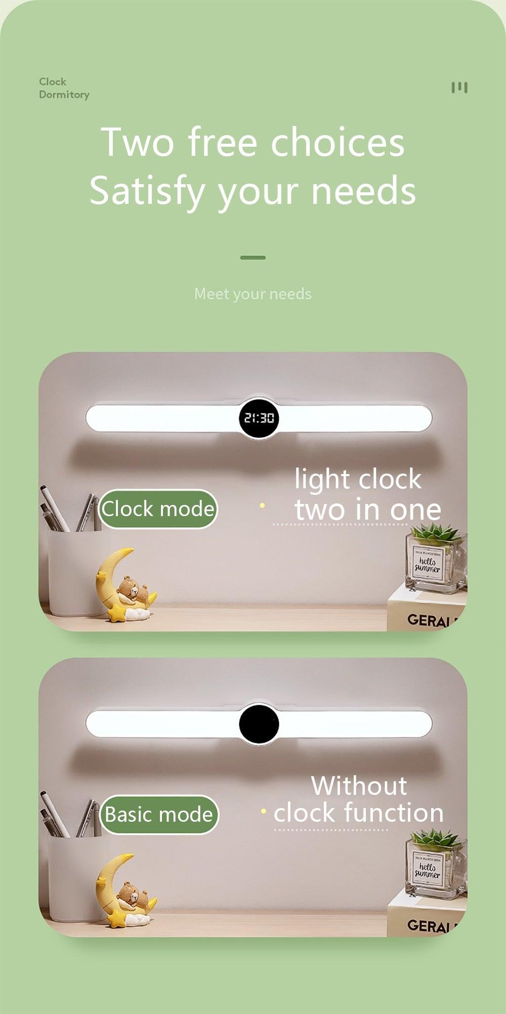 Magnetic LED Desk Lamp with Digital Clock & Delay Off