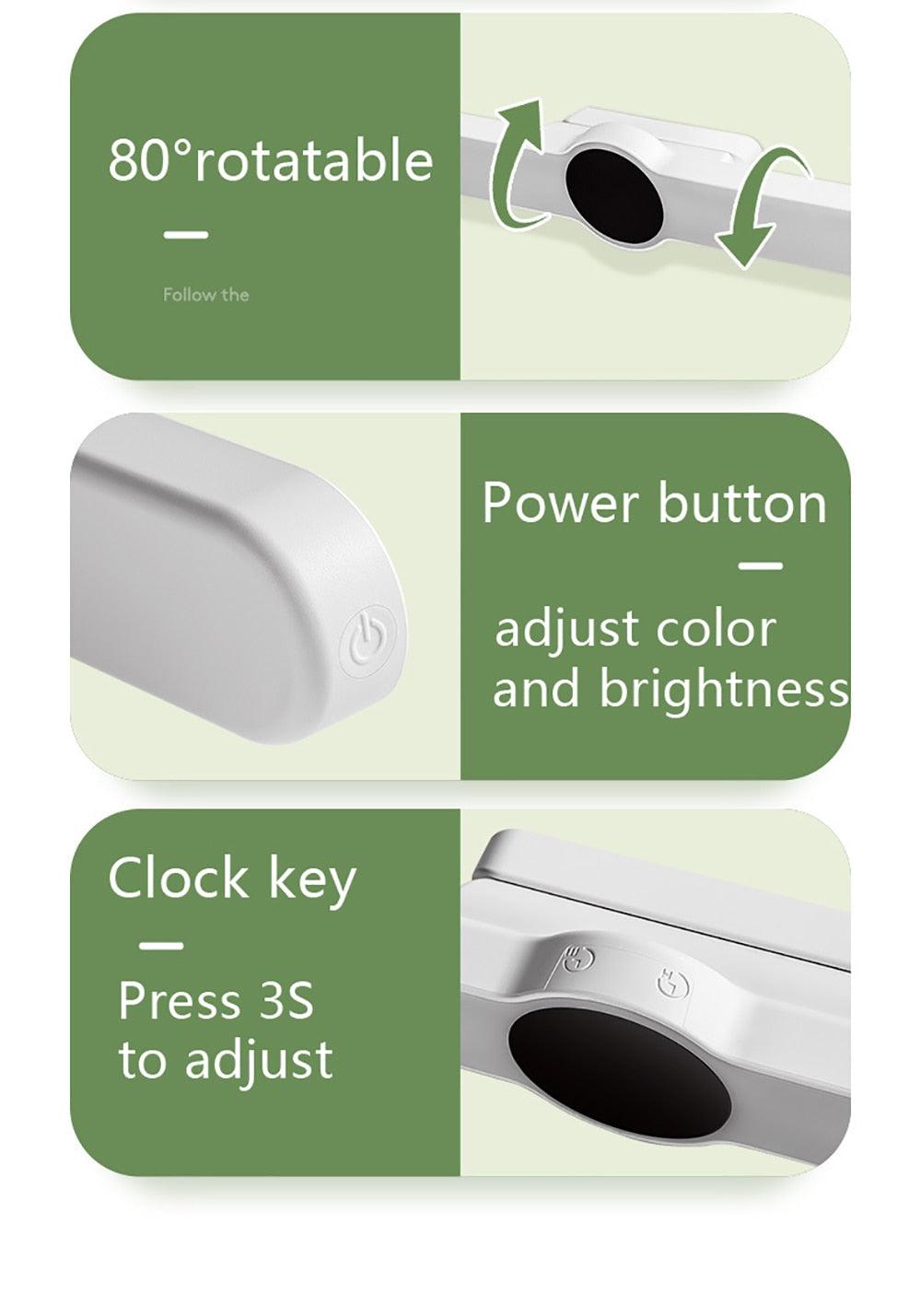 Magnetic LED Desk Lamp with Digital Clock & Delay Off