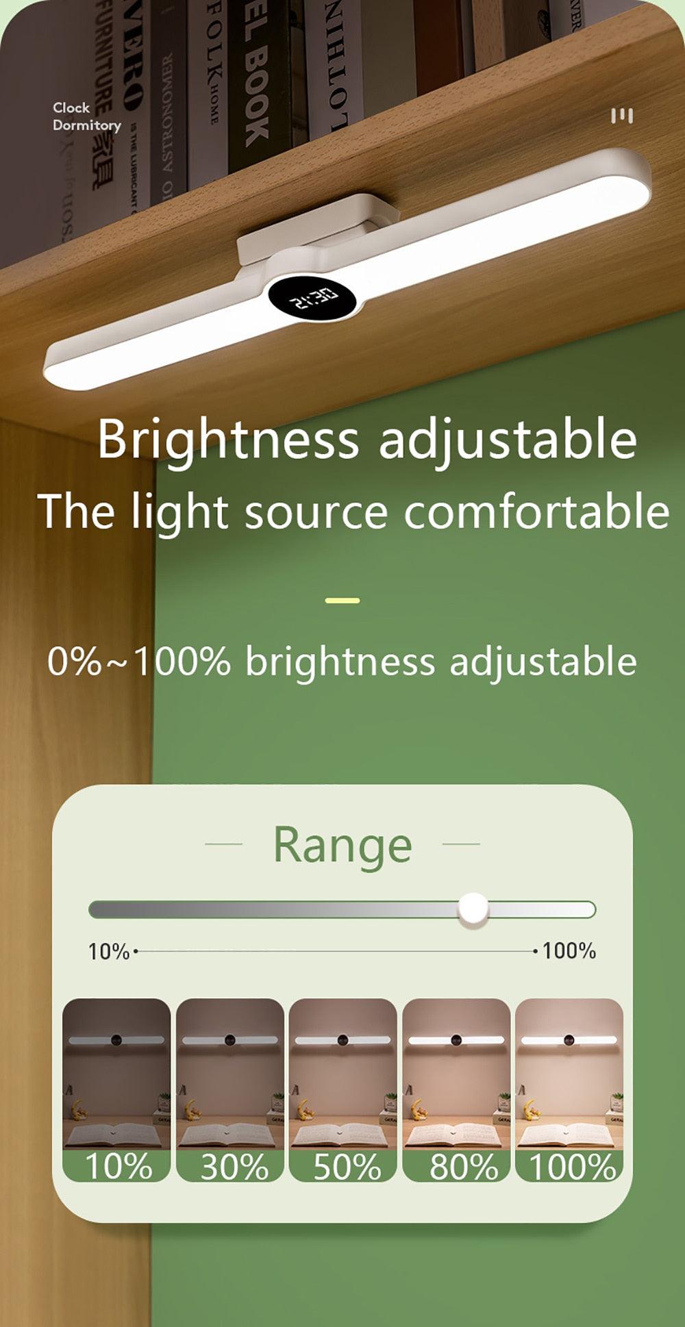 Magnetic LED Desk Lamp with Digital Clock & Delay Off