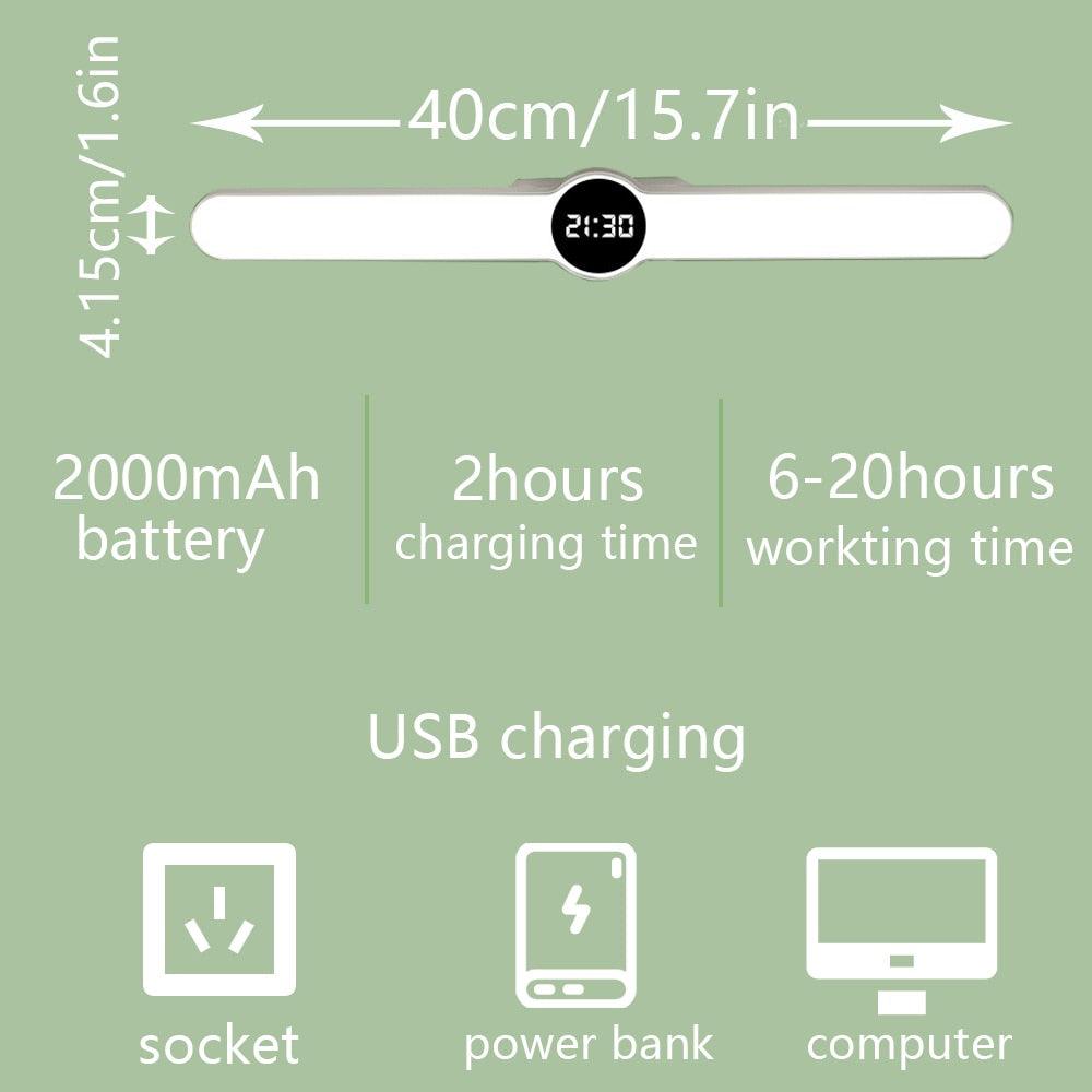 Magnetic LED Desk Lamp with Digital Clock & Delay Off