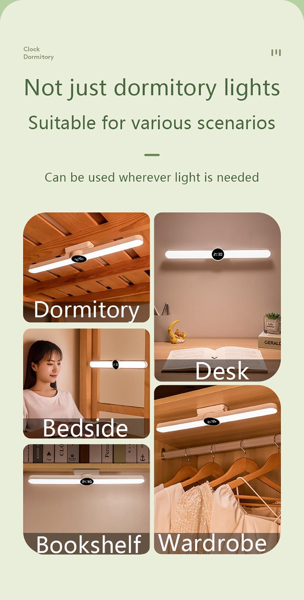Magnetic LED Desk Lamp with Digital Clock & Delay Off