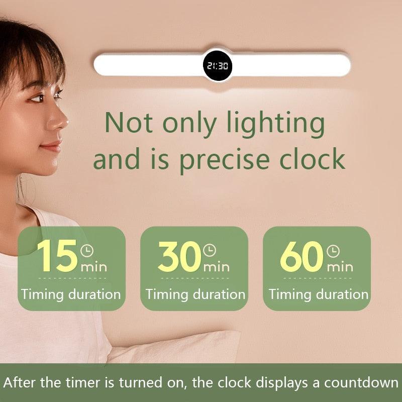 Magnetic LED Desk Lamp with Digital Clock & Delay Off