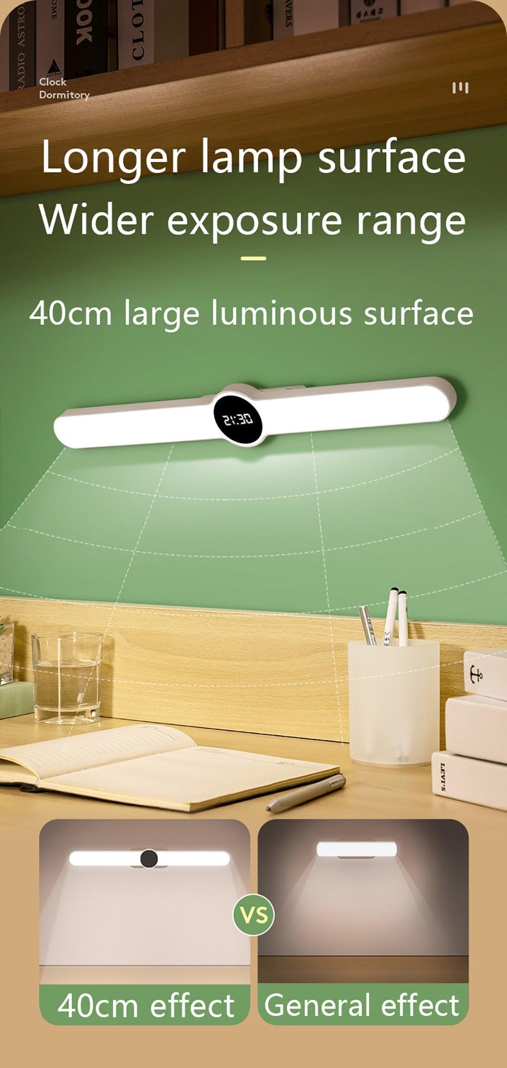 Magnetic LED Desk Lamp with Digital Clock & Delay Off