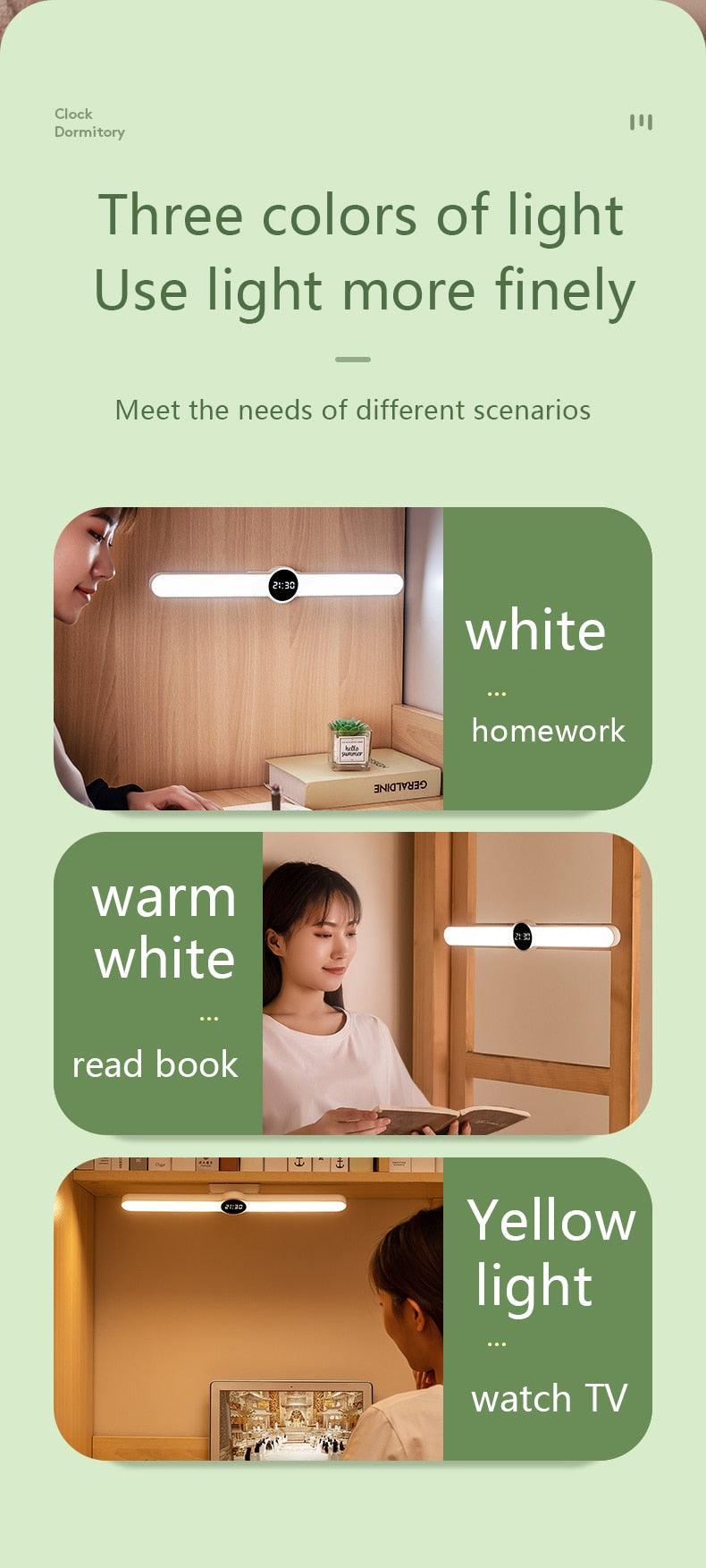 Magnetic LED Desk Lamp with Digital Clock & Delay Off