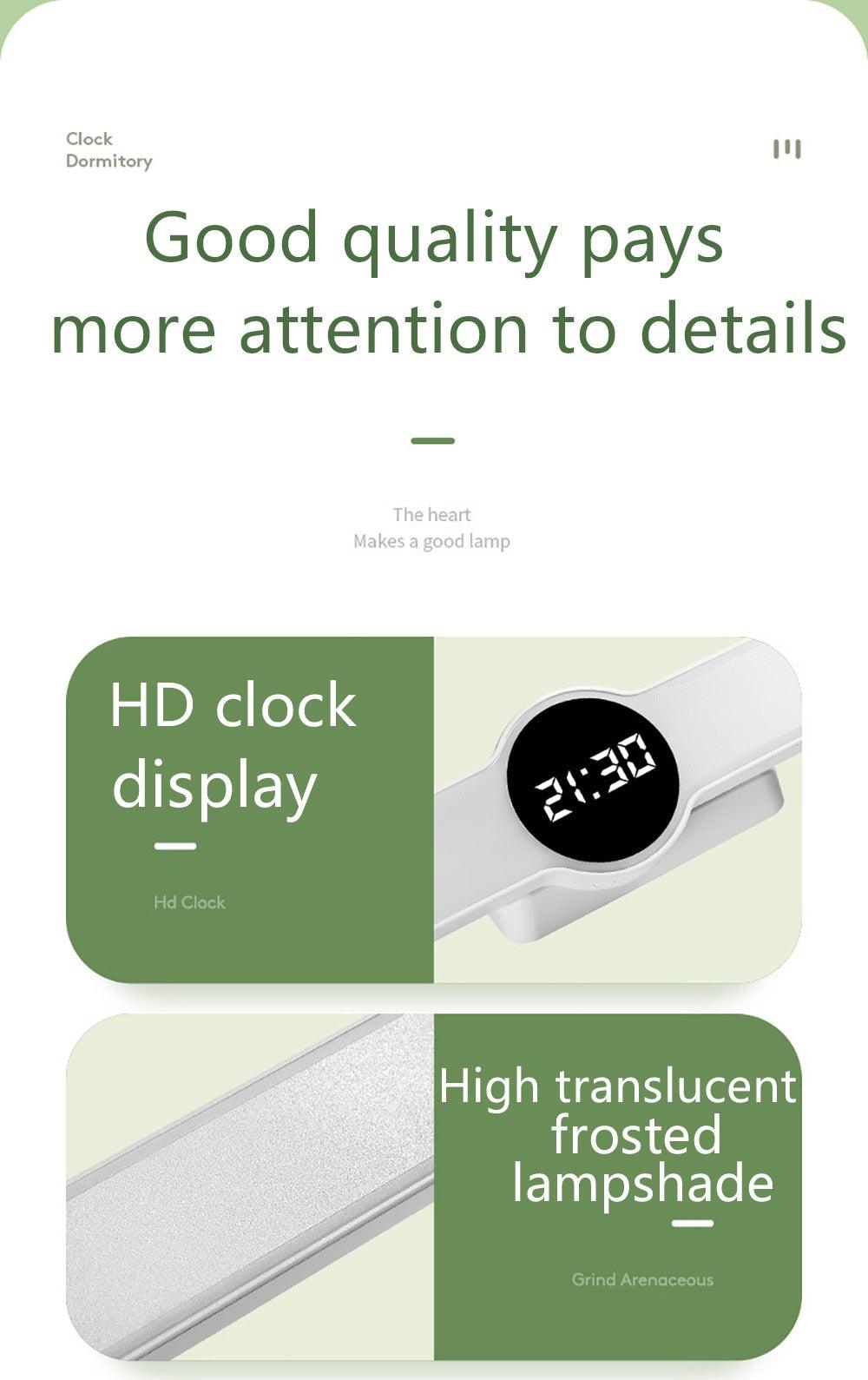 Magnetic LED Desk Lamp with Digital Clock & Delay Off