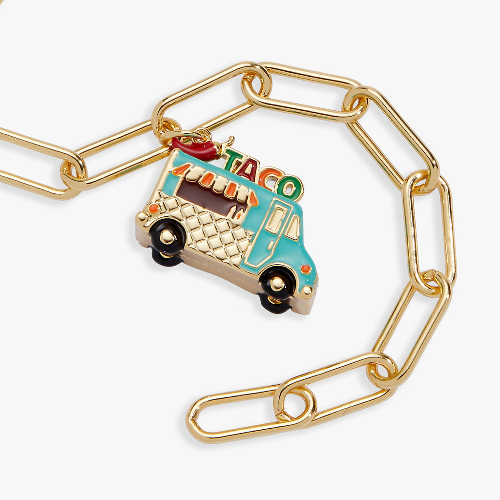 Gold-Plated Taco Truck Toggle Bracelet with Pepper Charm